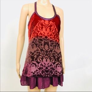 Free People Forbidden Ivy Burnout Velvet Mini Dress Tunic B2